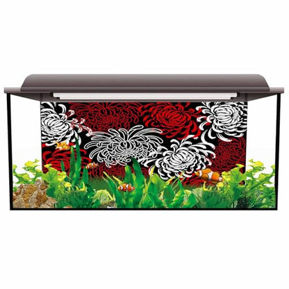 T&H XHome Aquarium Décor Backgrounds Red Black White Abstract Floral Pattern Fish Tank Background Aquarium Sticker Wallpaper Decoration Picture PVC Adhesive Poster 48.8" W x 20.4" H