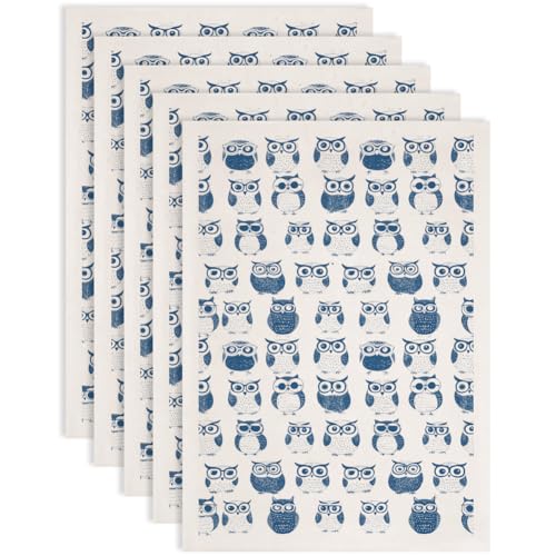 SUPERDANT 5PCS Cartoon Owls Underglaze Paper Transfer Animals Transfer Paper for Clay Ceramic Porcelain Under Glaze Transfers for Pottery Enamel Decals Blue Underglaze Decal Papers Handcrafted Gifts - style: Cartoon Owl