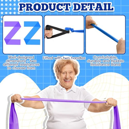 2 Pcs Resistance Band with Handles for Seniors - color: Blue, Purple