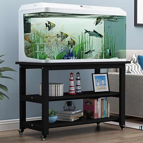 Heavy-Duty 3-Tier Rolling Fish Tank Stand Cabinet, Rustic White Metal Frame, Storage Rack for Aquariums, Reptiles & Pet Turtles, Durable Vivarium Furniture - color: B-style, size: 50x30x74cm/19.7x11.8x29in