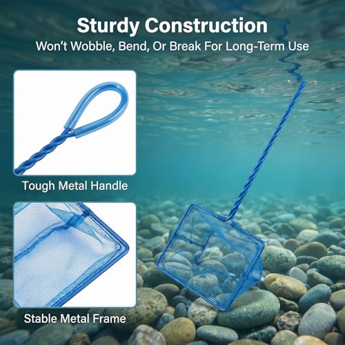 2 Pcs Fish Net for Fish Tank with 10 Inch Long Handle, Fine Mesh Aquarium Net Quick Catch Nylon Fishing Catch Nets