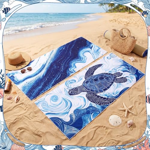Mindsoft 12 Pack Blue Ocean Cooling Towels 35"x15" Instant Evaporative - style: Nautical