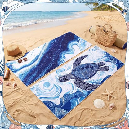 Mindsoft 12 Pack Blue Ocean Cooling Towels 35"x15" Instant Evaporative - style: Nautical
