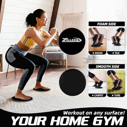 ZILLEEN Exercise Sliders for Working Out Pilates Fitness Discs 2pcs - color: Black