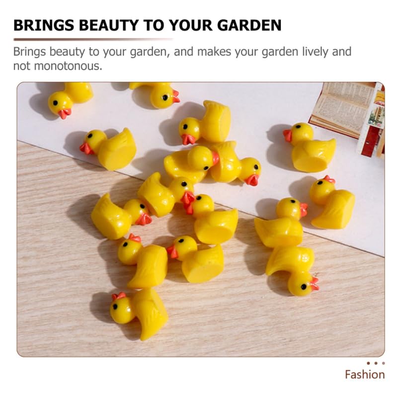 Toyvian Mini Resin Duck Ornaments 100Pcs Cute Yellow Figurines for Aquarium Decor Garden Accessories Desktop and Terrarium Decoration