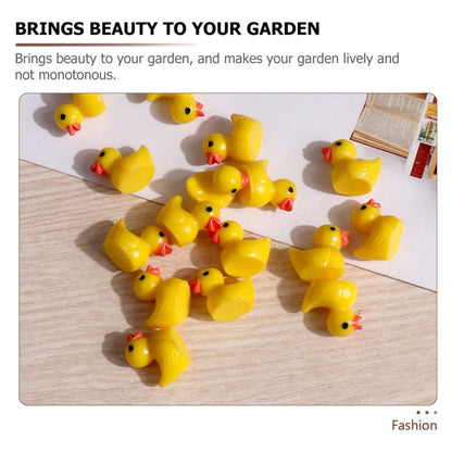 Toyvian Mini Resin Duck Ornaments 100Pcs Cute Yellow Figurines for Aquarium Decor Garden Accessories Desktop and Terrarium Decoration