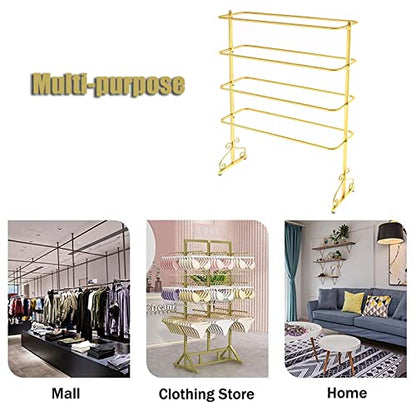 Shelf 4 Layer Metal Bras/Panties Organiser Holder, Large Capacity Tank Tops/Camisoles Display Rack For Bedroom Closet/Boutiques, With Anti-Slip Foot Pad，Black 100x45x150cm