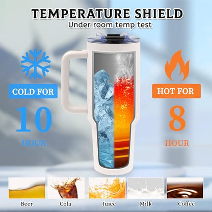 Fishing Coffee Mug, Fish Gifts for Dad, 40oz Tumbler, Fishing Gifts for Men with Handle and Straw, Christmas, Thanksgiving, Birthday Gifts for Fisherman, Party Supplies, Stainless Steel Cup