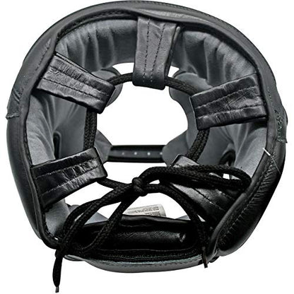 RIVAL Boxing RHG10 Intelli-Shock Headgear, D3O Front and Side Padding, Hook and Loop Back Adjustment with Lace on Top, and Anatomical Rear Head Pad Every Time - color: Black, size: Large