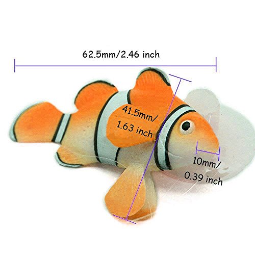 2 Pack Silicone Artificial Aquarium Floating Clownfish Decoration Fish Tank Decor Underwater Saltwater Fake Fish Glowing Ornament
