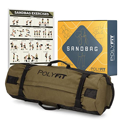 Polyfit Classic Sandbag - Workout Sandbag with 8 Gripping Handles - color: GREEN, size: Medium (30-75lbs)