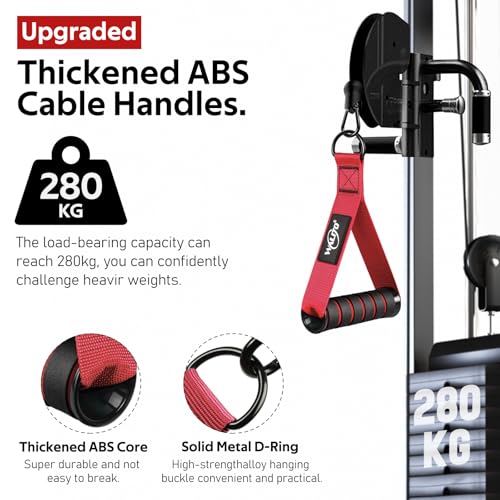 Exercise Handles, Cable Machine Handles for Gym Cable Attachments Training - color: Red