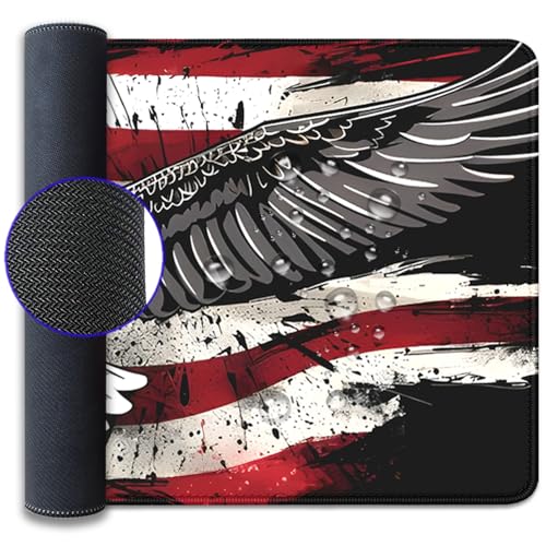 American Flag Mouse Pad,USA Bald Eagle Desk Pad,Large Extended Gaming Floral Mouse Mat with Stitched Edges,Non-Slip Rubber Base Mouspad for Office Work Home(27.5X11.8 in) - color: American Eagle Flag