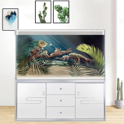 48X18 Inches Fish Tank Aquarium Background, 3D Black Sunshine Underwater World Background Decor, Undersea Theme Durable Polyester Background with 8 EVA Double-Sided Tapes - size: 48X18in/120X45cm