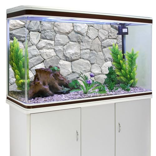 AWERT 30x18 inches White Stone Aquarium Background Rocky Fish Tank Background Rock Terrarium Background Durable Polyester Background - size: 30x18in/75x45cm