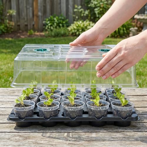 3 Inch Seed Starter Trays 2 Pack with Humidity Dome, 20-Cell Seedling Starter Trays,Plant Starter Germination Trays for Pot Seedlings for Indoor Outdoor with 40 Pcs 3" Nursery Pots - size: 3 Inch, style: 2 Pack Tray+Nursery Pots+Humidity Dome
