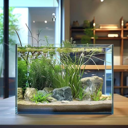 3 Gallon Glass Fish Tank, Easy to Maintain Small Aquarium for Betta/Goldfish/Snails/Shrimp and Aquatic Planting. - size: 3 Gallon