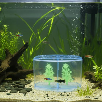 Mini Fish Breeding Box Acrylic Isolation Tank with Dirt Groove for Aquarium Fish Observation and Protection (Double)