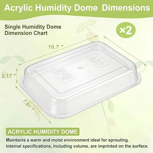 Sprouts Growing Acrylic lid for 2-Tier 10.4 inch Trays, Microgreens Growing lid, Seed Sprouting Sprouts for Beans Alfalfa Broccoli Wheat Grass - size: 10.7"L × 7.87"W × 2.17"H Lid