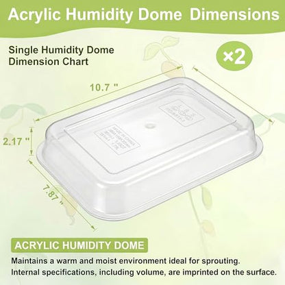 Sprouts Growing Acrylic lid for 2-Tier 10.4 inch Trays, Microgreens Growing lid, Seed Sprouting Sprouts for Beans Alfalfa Broccoli Wheat Grass - size: 10.7"L × 7.87"W × 2.17"H Lid