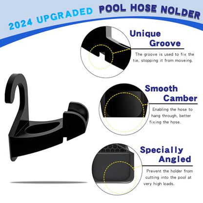 2Pcs Swimming Pool Pipe Holders, Pool Accessories, Pool Hoses for Above Ground Pools, Designed to Fit On Intex Pools - Prevent Pipe Sagging, Improve Pool Hoses Lifespan - color: 2 X [Pipe Bracket] - Black