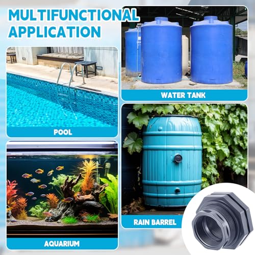 4 Pcs 3 Inch Bulkhead Fitting PVC Water Tank Connector Plumbing Pipe Threaded Bulkhead Fitting NPT for Rain Barrels, Water Tanks, Aquariums, Tubs, Pools - size: 3 Inch