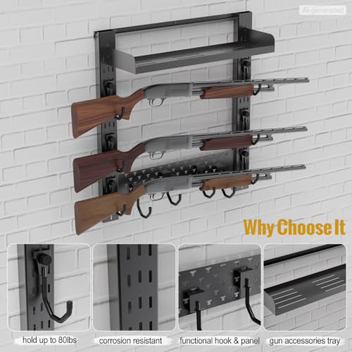 ONETIGRIS Gun Rack Wall Mount,Indoor Gun Rack for Wall with Shelf Horizontal and 1 Removable Gun Accessories Tray - style: MOLLE Panel&Shelf