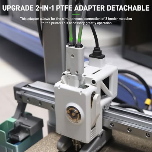 2-in-1 PTFE Adapter for Bambu Lab A1/A1 Mini, Dual Filament Tube Connector for External Spool & Dryer Box, Detachable Screw-Fixed Easy-Clean Filament Hub