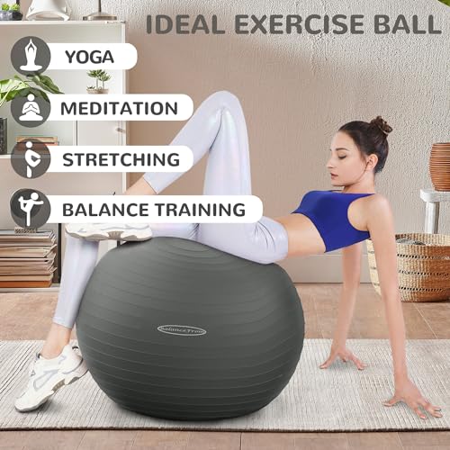 Fitvids Anti-Burst and Slip Resistant Exercise Ball Yoga Ball Fitness Ball Birthing Ball with Quick Pump - color: Gray, size: XL(27-30in/68-75cm)