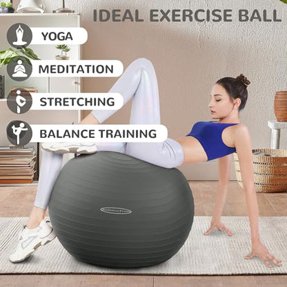 Fitvids Anti-Burst and Slip Resistant Exercise Ball Yoga Ball Fitness Ball Birthing Ball with Quick Pump - color: Gray, size: XL(27-30in/68-75cm)