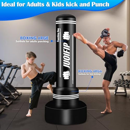 Freestanding Punching Bag with Stand, Men Standing Kickboxing Bag