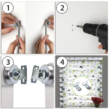 Sumnacon Metal Window Shade Brackets-4PCS Roller Shade Hardware Outside Mount with Screws,Sturdy Roller Shades Bracket for Living Room,Bedroom,Offices