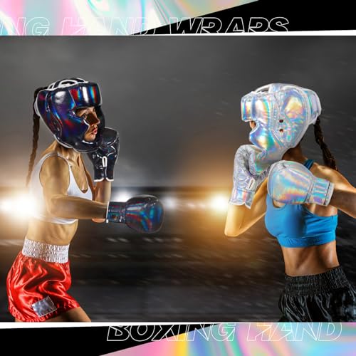 Kanayu 14 Pcs Boxing Gloves and Headgear Set, Beginner - color: Laser Color