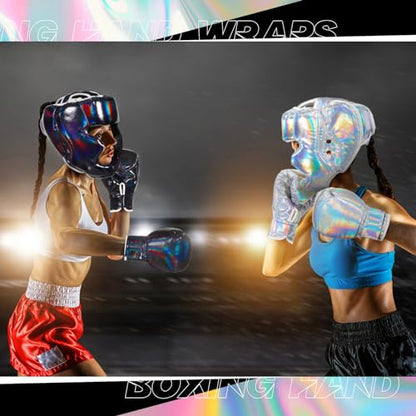 Kanayu 14 Pcs Boxing Gloves and Headgear Set, Beginner - color: Laser Color