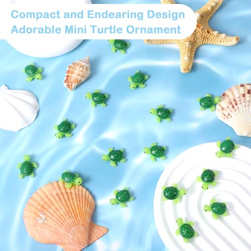 60Pcs Mini Resin Turtles, Green Tiny Turtle Figurines, Small Resin Animals for Garden, Aquarium, DIY Crafts and Party Ornaments