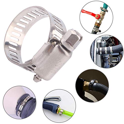 DERNORD 20 Pack Hose Clamps 304 Stainless Steel Adjustable Pipe Tube Clamps, Worm Gear Hose Clamps for Plumbing, Automotive And Mechanical Applications (27-51mm)
