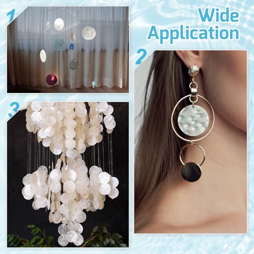 Round Capiz Sea Shells, 2" Shells for Crafting with Closed-end Ring Seashell Beach Real Seashells Fitting for (Wind Chimes Jewelry Making DIY Craft Decoration), 20Pcs&Dark Blue
