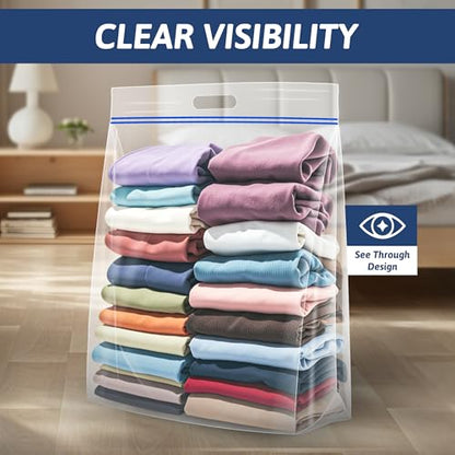 Extra Large 25 Gallon Storage Bags - 35” x 24” with Resealable Zip and Carry Handle, Ideal for Clothes, Pillows, Moving and Travel, Set of 5 - size: Jumbo 5 pack