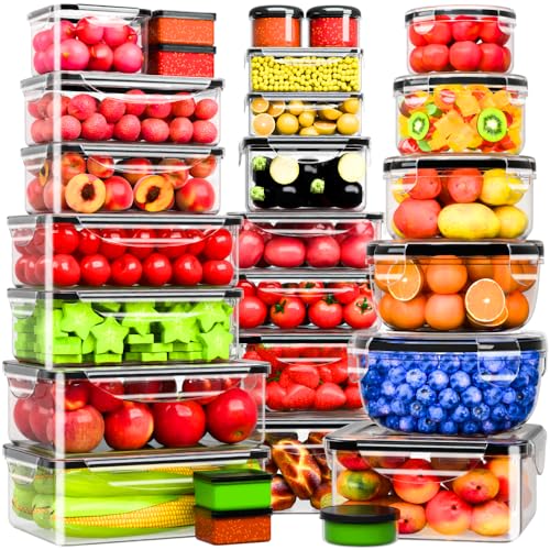 54 Pcs Food Storage Containers with Lids Airtight, (27 Containers &27 Lids) Reusable BPA-Free Plastic Food Containers for Kitchen Organization, Leak Proof Freezer/Microwave Safe Meal Prep Lunch Boxes - color: 54 Pcs
