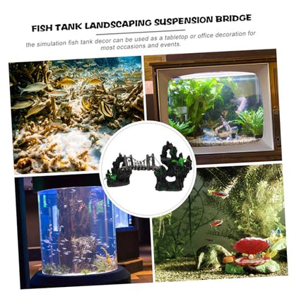 Aquarium Suspension Bridge Decor Lifelike Resin Rockery Adornment Fish Tank Landscaping Statue Unique Aquarium Decoration for Home Office Creative Underwater