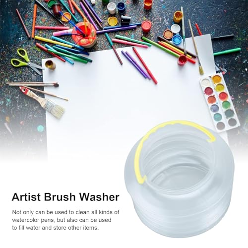 Paint Brush Washer, 3PCS Foldable Water Cup Watercolor Water Dispenser Watercolor Water Container Portable Paint Brush Holder Plastic Reusable Washing Bucket (M)
