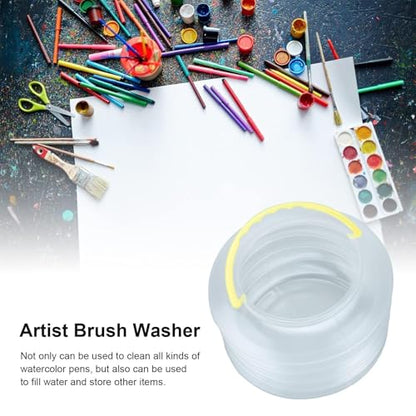 Paint Brush Washer, 3PCS Foldable Water Cup Watercolor Water Dispenser Watercolor Water Container Portable Paint Brush Holder Plastic Reusable Washing Bucket (M)