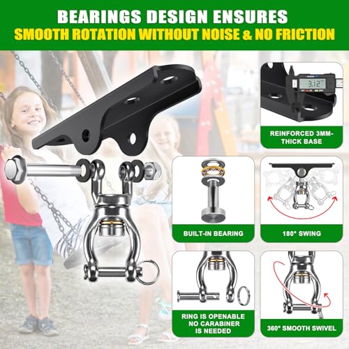 2Pack 360° Swivel Ceiling Swing Hanger with Bearing Ceiling Swing Mount - color: 360° Bearing Swivel Hanger ( 2 Pack ) - Black Base