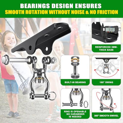 2Pack 360° Swivel Ceiling Swing Hanger with Bearing Ceiling Swing Mount - color: 360° Bearing Swivel Hanger ( 2 Pack ) - Black Base