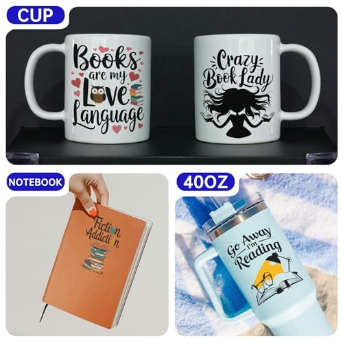 UV DTF Cup Wrap, 24 Sheets Book Lover Waterproof UV DTF Transfer Stickers for Glasses Cups Mug DIY Crafts