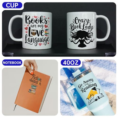 UV DTF Cup Wrap, 24 Sheets Book Lover Waterproof UV DTF Transfer Stickers for Glasses Cups Mug DIY Crafts