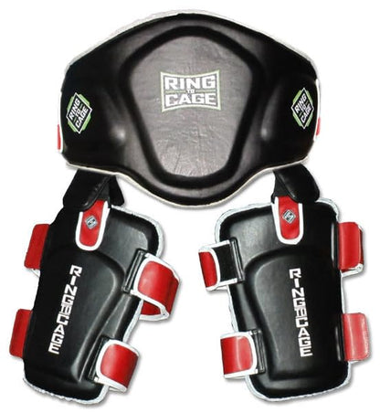 Muay Thai Pro Belly & Thigh Pad Combo - color: Black/Red/White