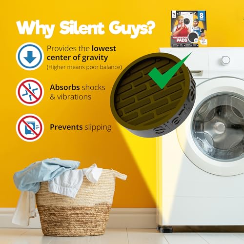 Silent Guys Anti Vibration Pads for Washing Machine - 8 Pack Washing Machine Anti Vibration Pads Vibration Isolation Pads Washing Machine Shock Absorber Washing Machine Leveling Feet