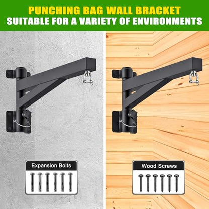 Kipika Heavy Bag Hanger Wall Mount Punching, Rotatable Heavy Duty Boxing Bag Bracket for Home Gym Indoor, Adjustable Length for Kickboxing Bag, Muay Thai Bag,Speed Bag - color: ‎D- Length 24"