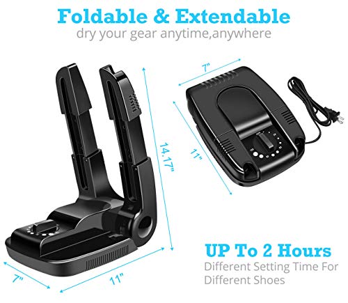 Portable Electric Shoe Glove Boot Dryer Warmer with Folding and Drying Rack - color: 110v-Black, size: M